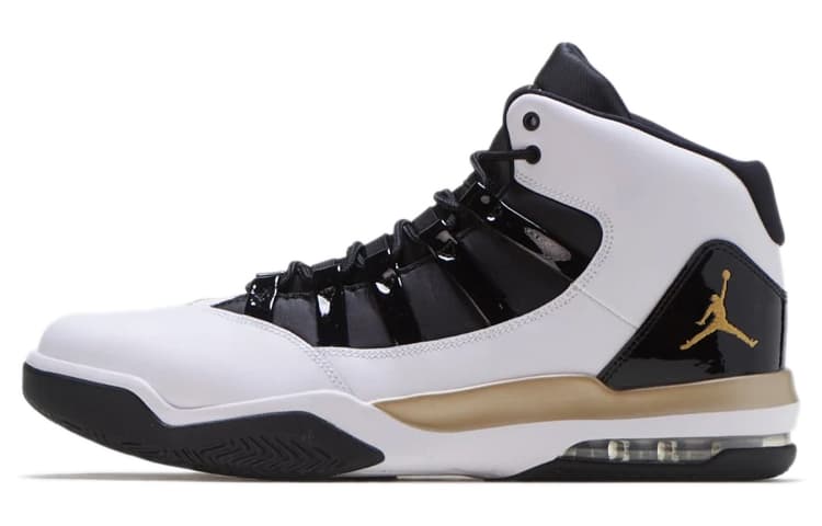 Ретро баскетбольные кроссовки Jordan Max Aura White Black Gold - изображение 1