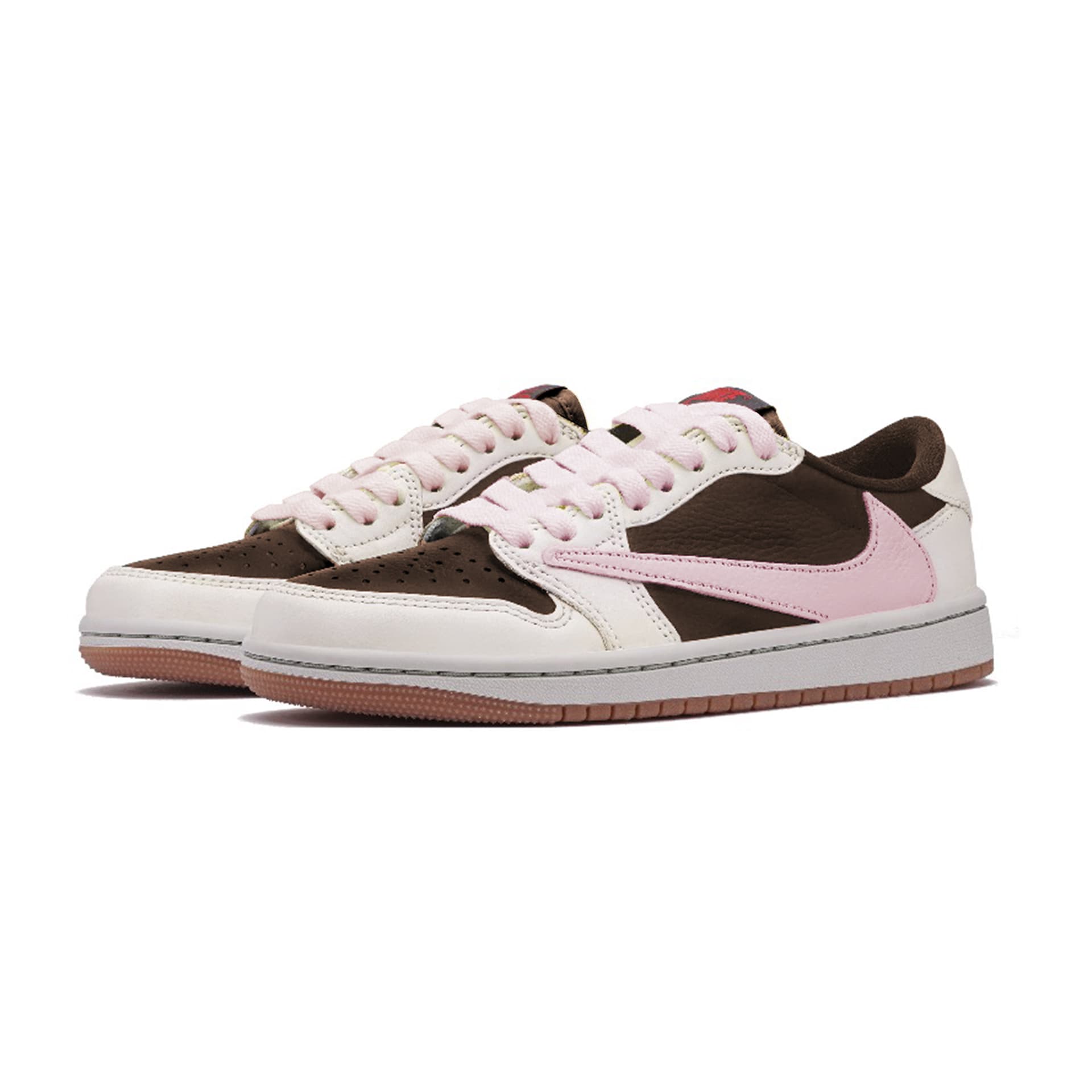 Ретро баскетбольные кроссовки Travis Scott x Air Jordan 1 Low "Brown Pink" - изображение 3