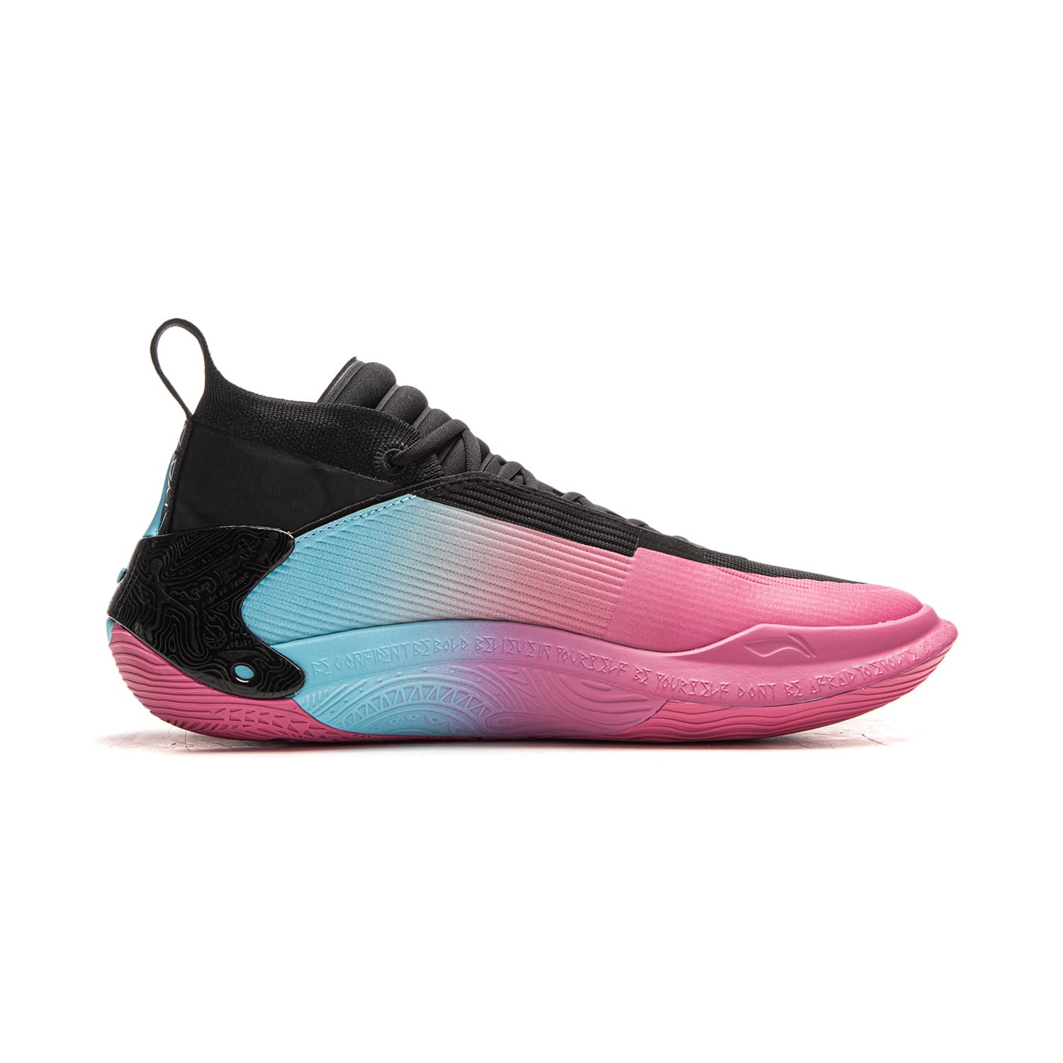 Кроссовки для баскетбола Li-Ning WOW11 Way of Wade 11 Miami Night Карбоновая сердцевина Стабильность и поддержка Мид-топ Баскетбольные кроссовки Мужской Черно-розовый - изображение 2