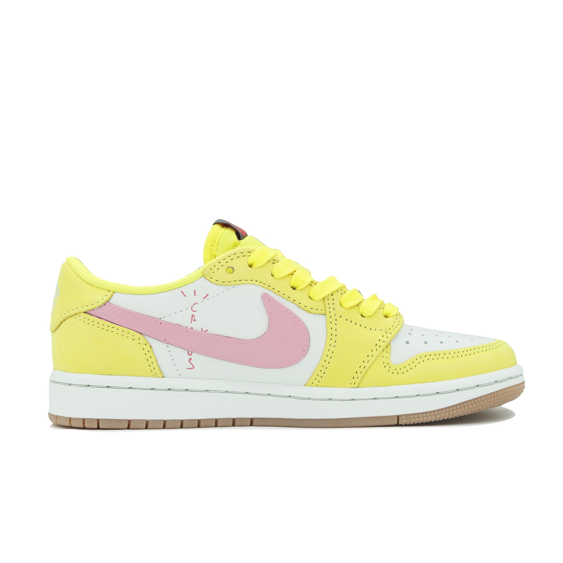 Ретро баскетбольные кроссовки Travis Scott x Air Jordan 1 Low "Yellow Pink" - изображение 2