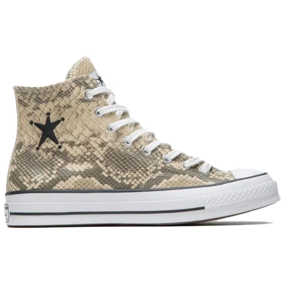 Кеды Converse x Stussy ALL STAR CHUCK 70 Унисекс кеды хай-топы с змеиным принтом, бежево-коричневые, износостойкие - изображение 2