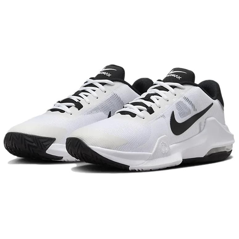 Кроссовки для баскетбола Nike Air MAX IMPACT 4 Удобные Износостойкие Низкие Баскетбольные Кроссовки Мужские Белый Черный - изображение 3
