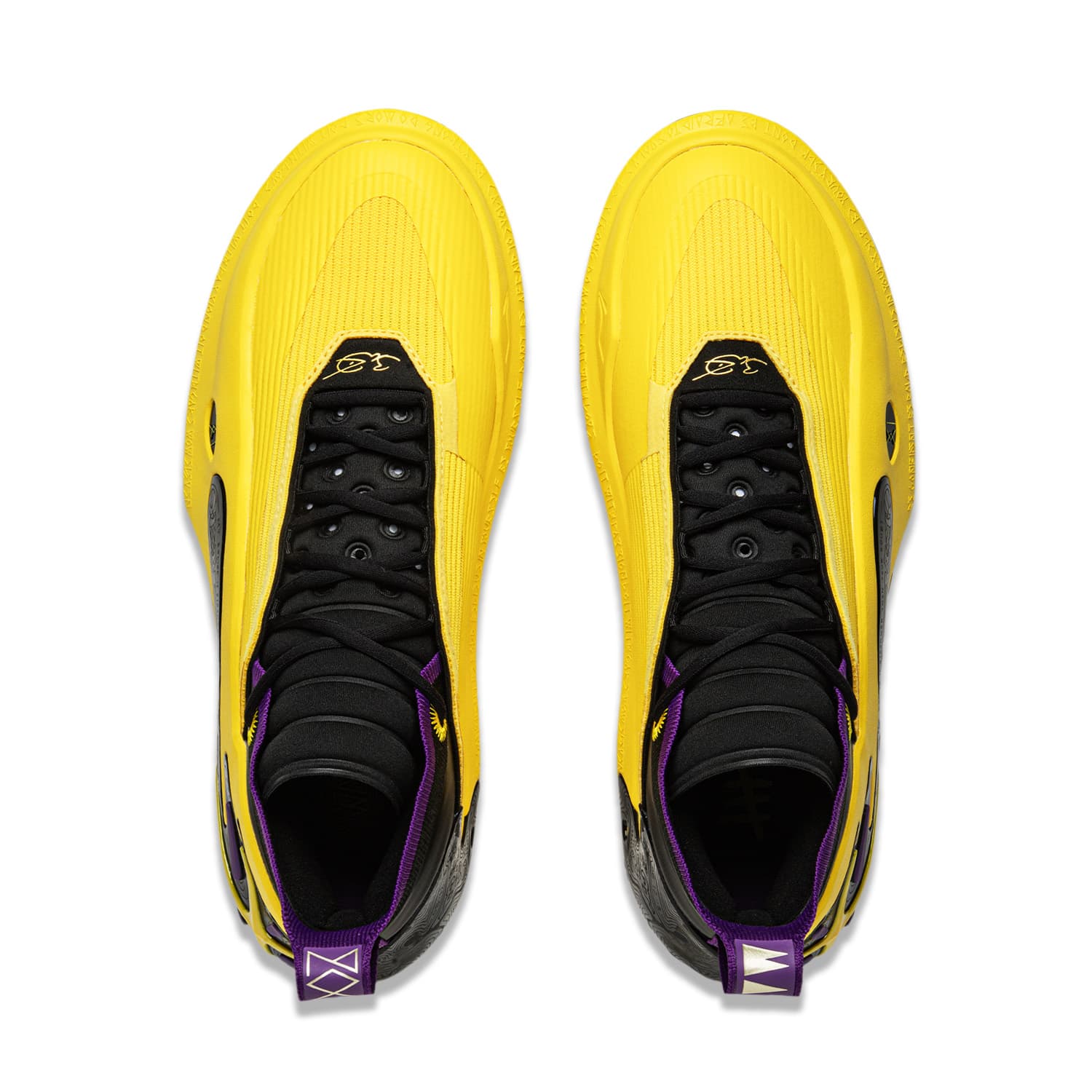 Кроссовки для баскетбола Li-Ning WOW11 Way Of Wade 11 Пурпурный Золотой С Углеродным Ядром, Стабильная Поддержка, Мид-топ, Баскетбольные Кроссовки, Мужской, Желтый/фиолетовый - изображение 4