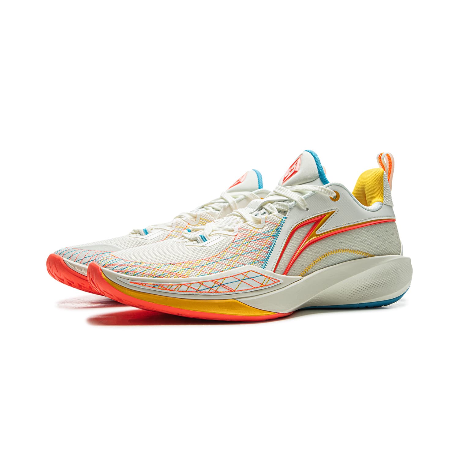 Кроссовки для баскетбола Li-Ning Flash Local 2 Prism Технология BOOM Антискручивание Износостойкий Сцепление Стабильный Поддержка Покрытие Удобный Амортизация Противоскользящий Дышащий Oтскок Лоу-топы Баскетбольные кроссовки Мужской Бело-синий - изображение 3