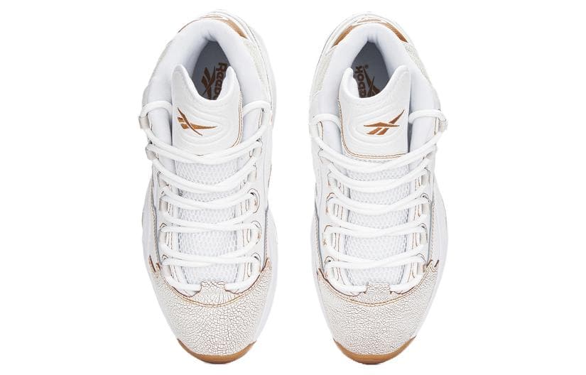 Ретро баскетбольные кроссовки Reebok Question Mid White Brown - изображение 4