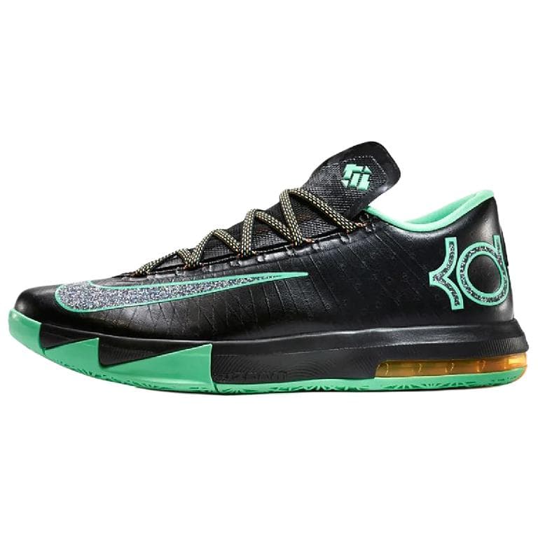 Кроссовки для баскетбола NIKE KD 6 Классический и универсальный Low Топ Баскетбольные кроссовки Унисекс Черно-зеленый - изображение 1