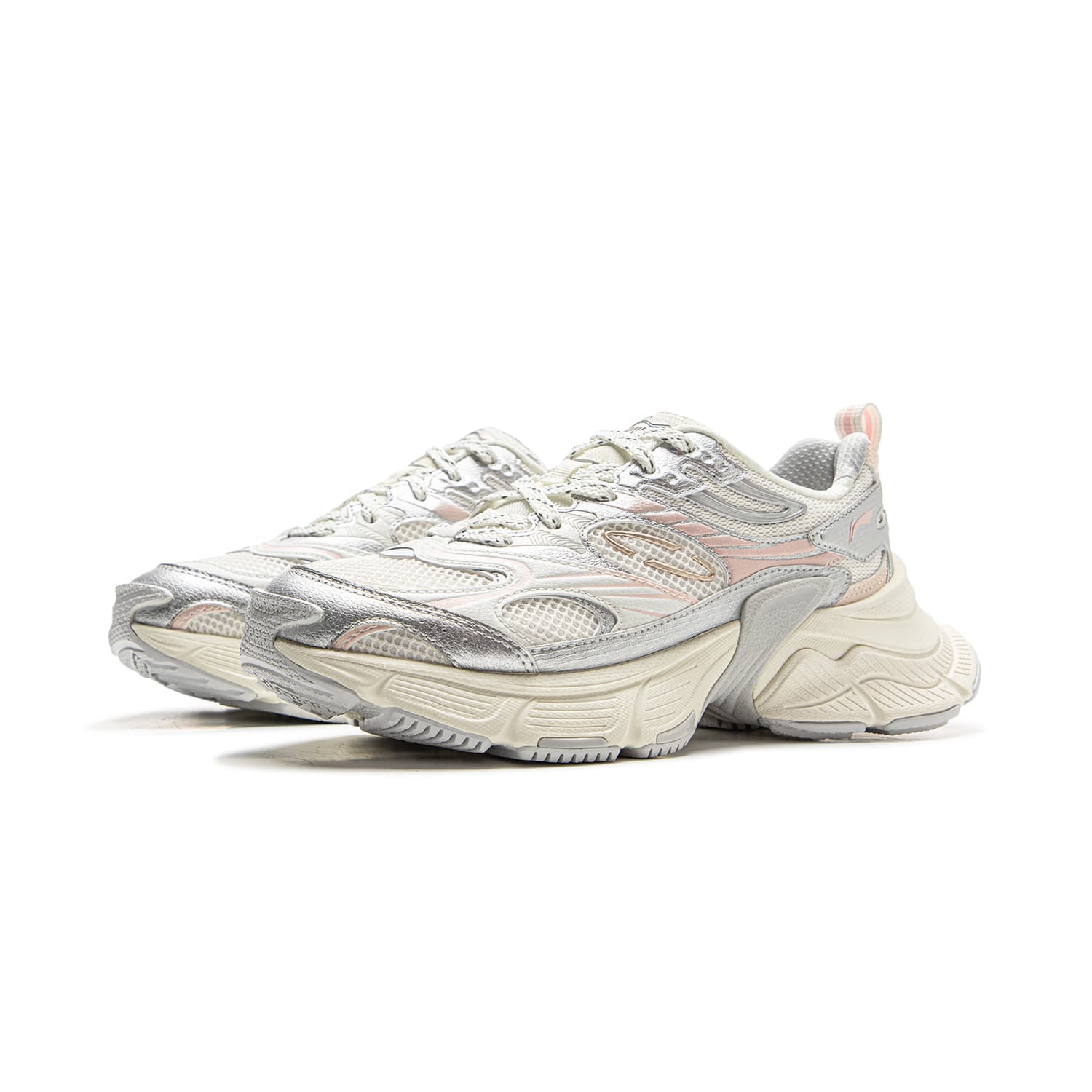 Кроссовки Li-Ning Синцзи Y2K Мягкий винтаж модный универсальный увеличивающий рост лоу-топы толстоподошвенные кроссовки женский белый серебристый - изображение 3