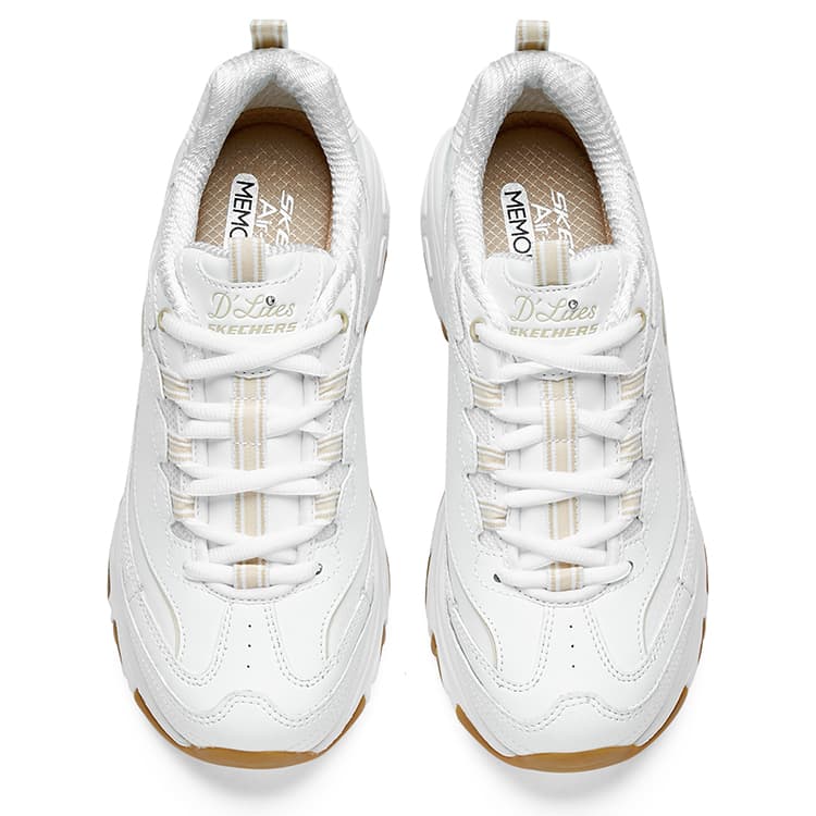 Кроссовки Skechers D'Lites 1,0 Low Топ Массивные кроссовки Women's White Желтый - изображение 4