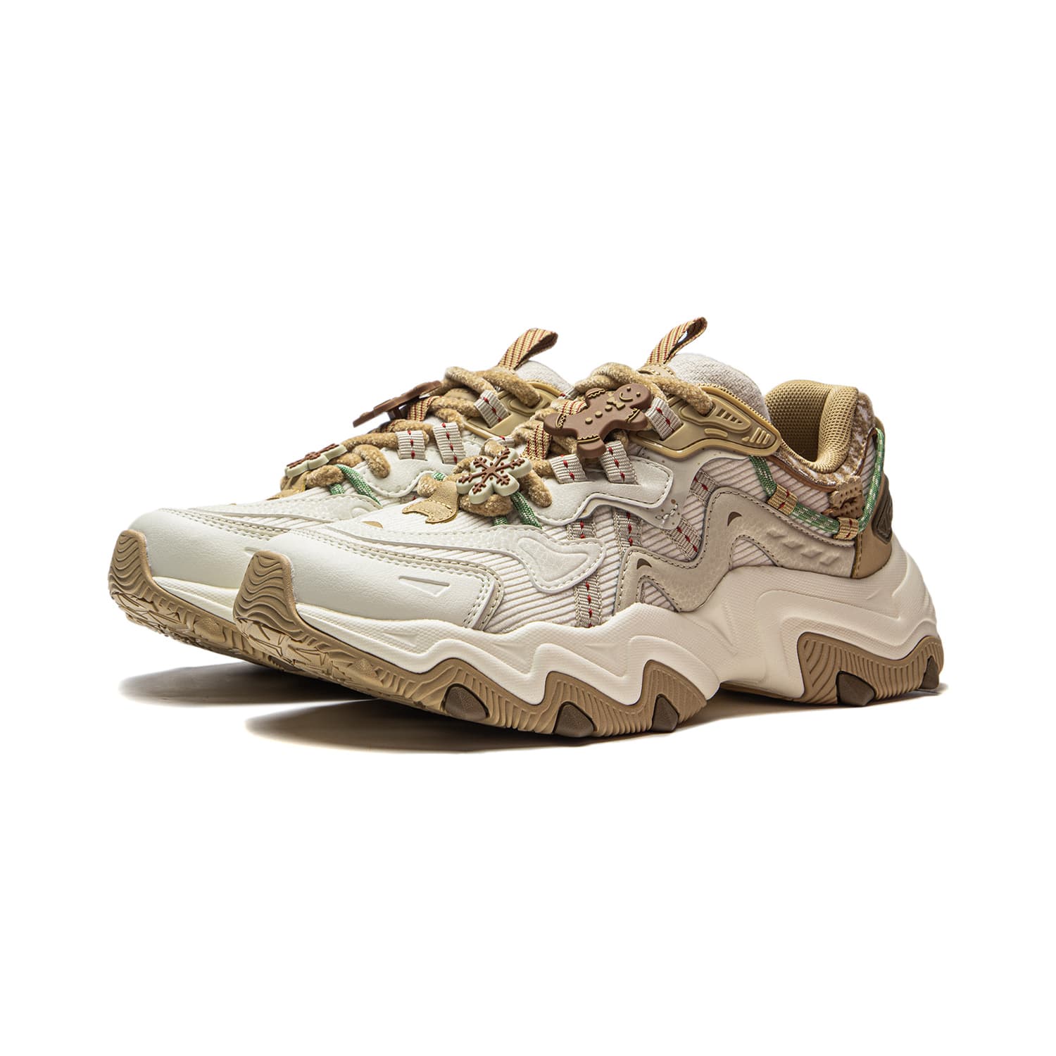 Кроссовки Li-Ning Кошачья лапа Lite 2 Пряничный человечек Классические ретро кроссовки на толстой подошве с амортизацией Противоскользящая износостойкая Женские лоу-топы Бежевый - изображение 3