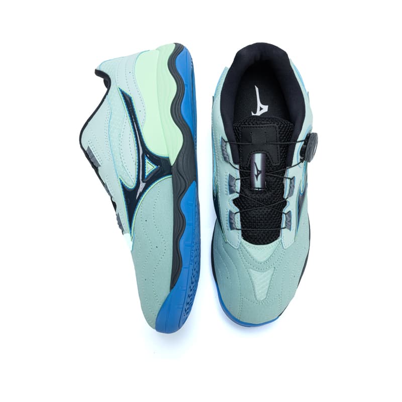 Кроссовки Mizuno Wave Medal Амортизация Противоскользящие Дышащие Низкие Кроссовки для тренировок Унисекс Призрачно-синий Зеленый - изображение 3