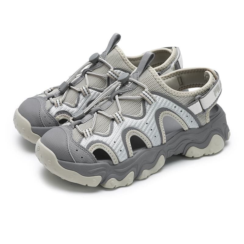 Сандалии с ремешком FILA FLUID 5 SANDAL Кошачья лапа Каньонинг (сплав по горной реке) Девичий Пляжные сандалии Женские Коричневый Серебряный - изображение 3