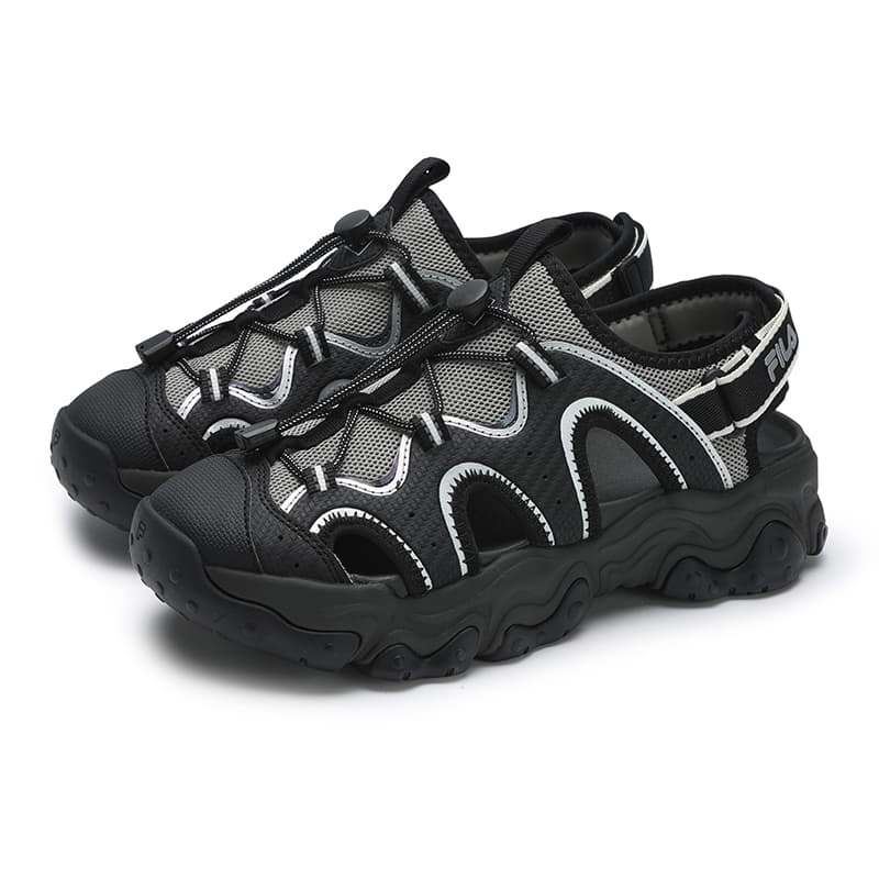 Сандалии с ремешком FILA FLUID 5 SANDAL Кошачья лапа Обувь Каньонинг (сплав по горной реке) Девичий Пляжные сандалии Женские Черно-серый - изображение 3