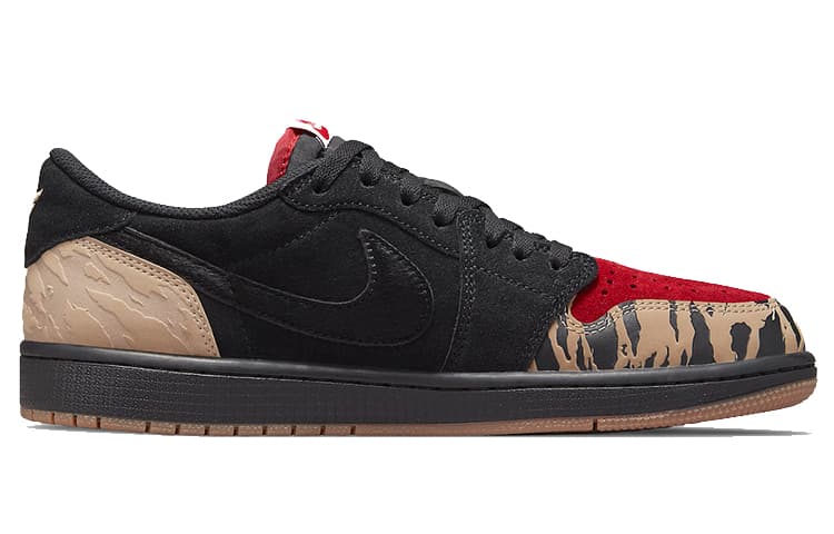 Ретро баскетбольные кроссовки SoleFly x Air Jordan 1 Low OG "Black and Sport Red" - изображение 2