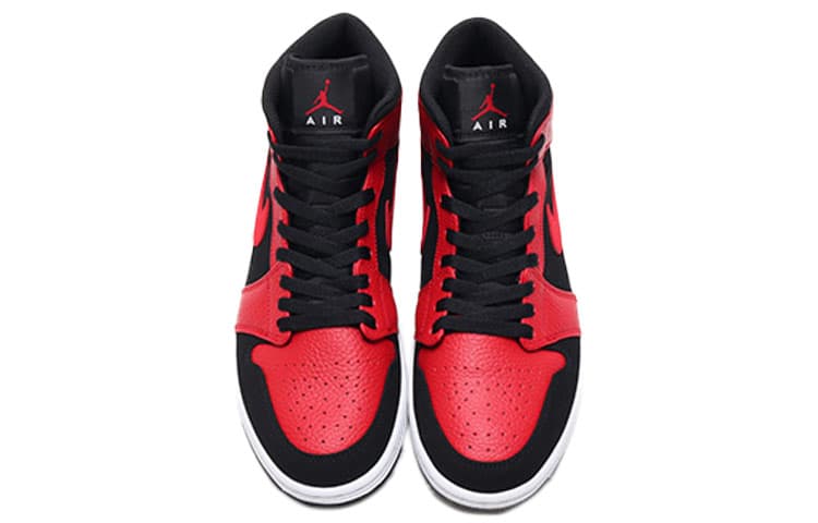 Ретро баскетбольные кроссовки Jordan Air Jordan 1 Mid Black Red - изображение 3