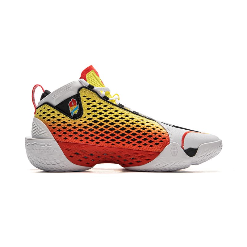 Кроссовки для баскетбола Li-Ning Way of Wade 5 с технологией BOOM, амортизация, устойчивость, поддержка, противоскользящая износостойкая дышащая подошва, отскок, сцепление, мид-топ, баскетбольные кроссовки, мужские, желто-бело-красные - изображение 2