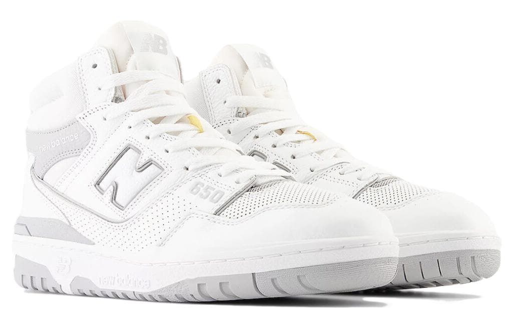 Ретро баскетбольные кроссовки New Balance NB 650 Амортизация Износостойкие Высокие Кеды Винтажные Баскетбольные Кроссовки Унисекс Белый Серый - изображение 3