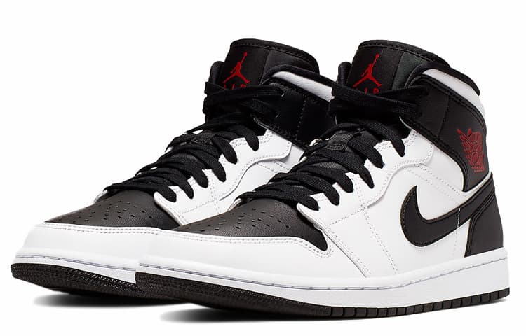 Ретро баскетбольные кроссовки Jordan Air Jordan 1 Mid White Black Red - изображение 2