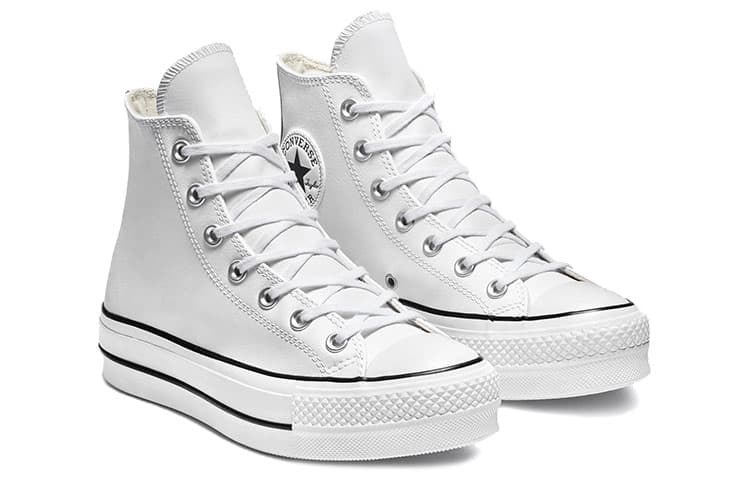 Кроссовки Converse Chuck Taylor All Star Platform Clean Leather High Top White Black - изображение 3