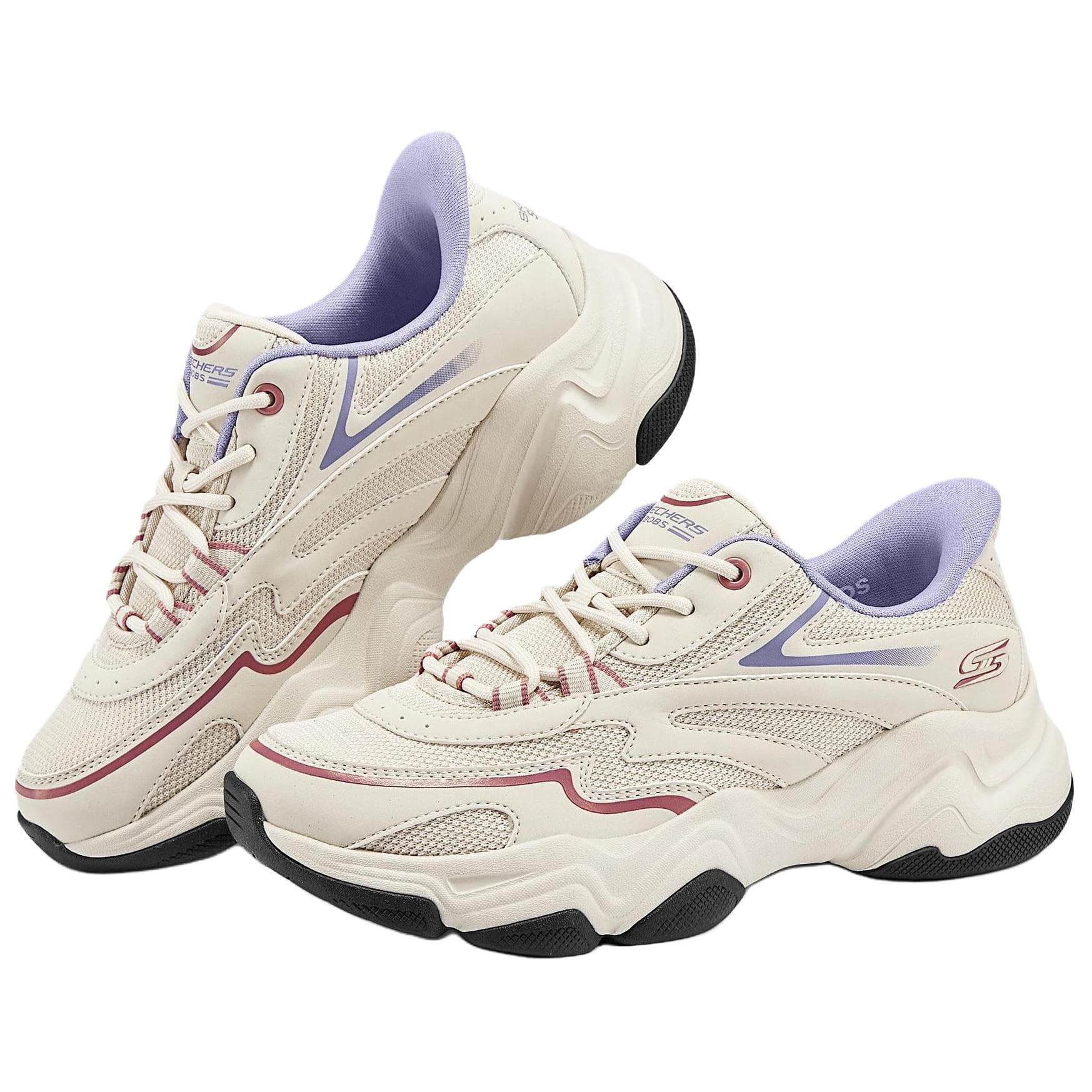 Кроссовки для спортзала Skechers Sportlife Низкие Кроссовки для Тренировок Женские Бежевые Белые Фиолетовые - изображение 3