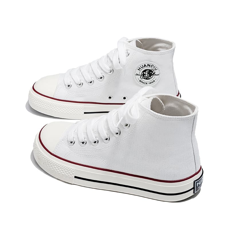 Кеды HUANQIU Противоскользящие Износостойкие MID Топ Кеды Женские Белые Красные - изображение 2