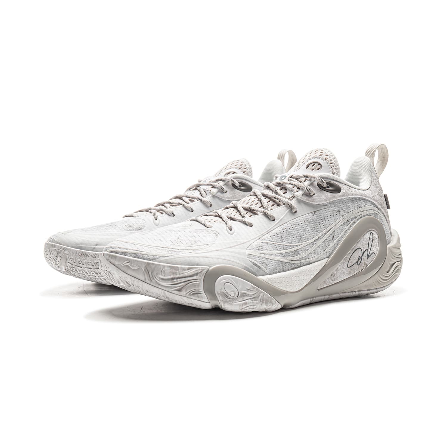 Кроссовки для баскетбола Li-Ning DLO1 Лунно-каменный Russell 1st поколение Технология BOOM стабильная поддержка Амортизация Лоу-топы Баскетбольные кроссовки Мужской Бело-серый - изображение 3