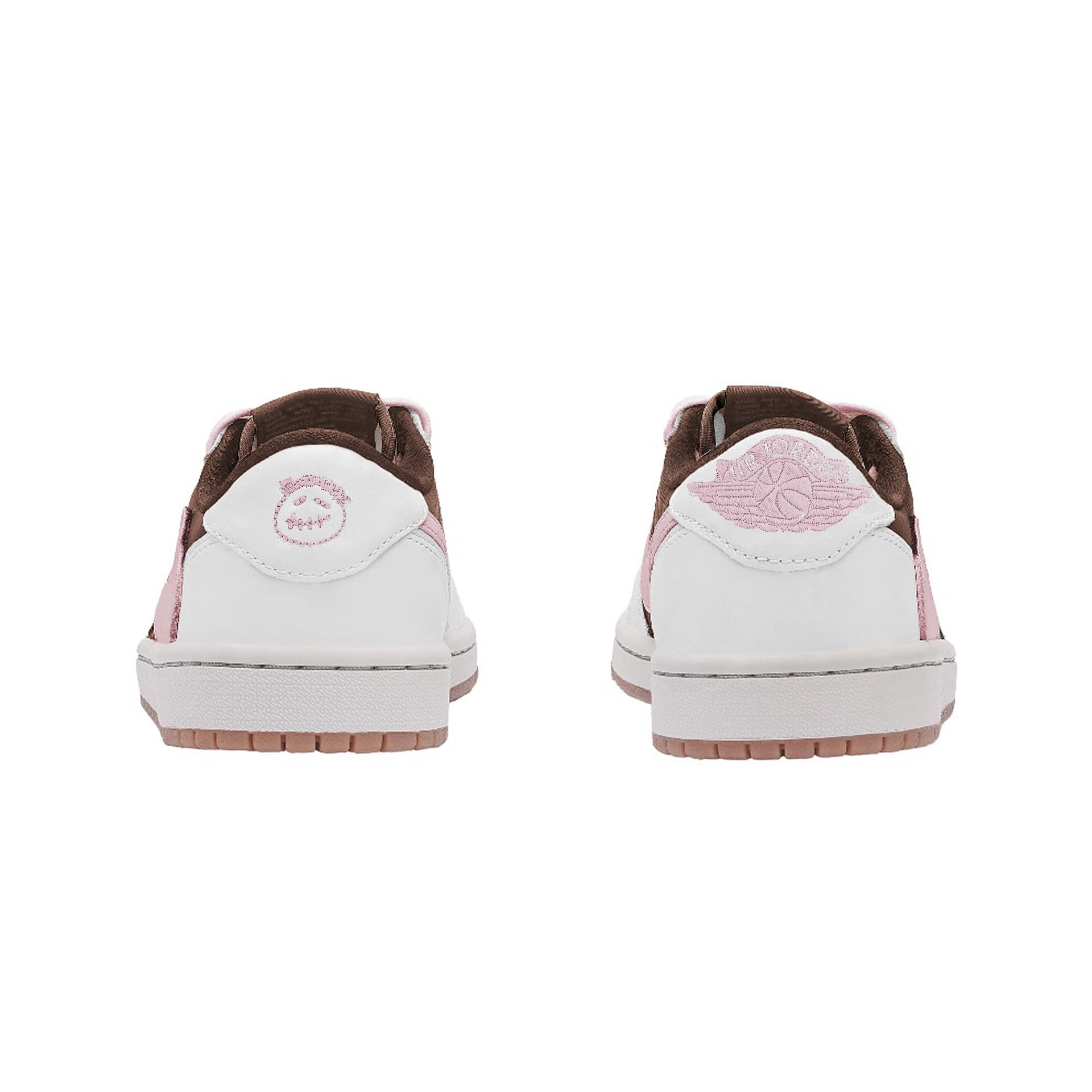 Ретро баскетбольные кроссовки Travis Scott x Air Jordan 1 Low "Brown Pink" - изображение 4