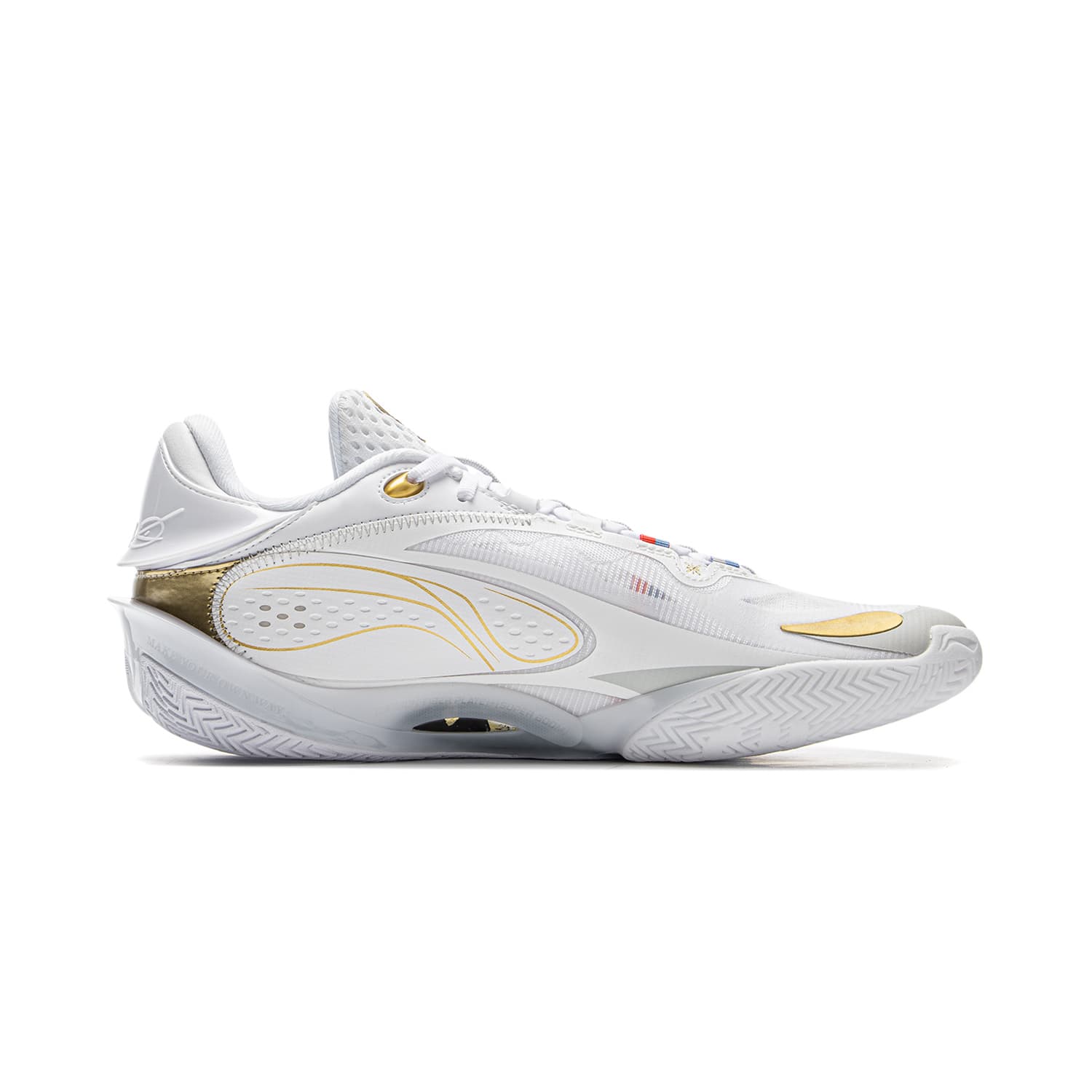 Кроссовки для баскетбола Li-Ning Wade 808 5 ULTRA Champion Path с технологией Ultra Bounse, карбоновая плита, стабильность и легкость, низкие баскетбольные кроссовки, мужские, белое золото - изображение 2