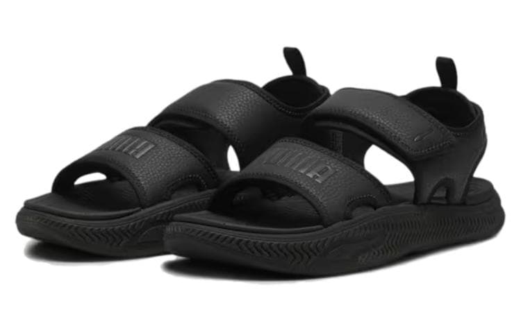 Сандалии с ремешком PUMA SoftridePro Sandal 24 Ткань Комфортная и Дышащая Пляжные Сандалии Унисекс Черные - изображение 3