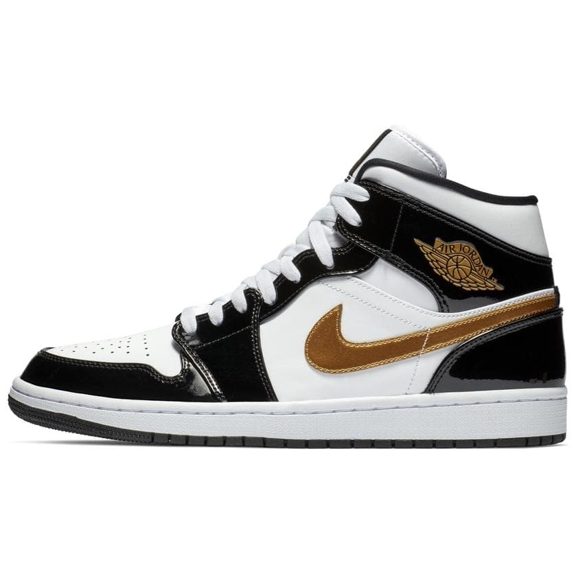 Ретро баскетбольные кроссовки Jordan Air Jordan 1 Mid SE White Black Gold - изображение 1