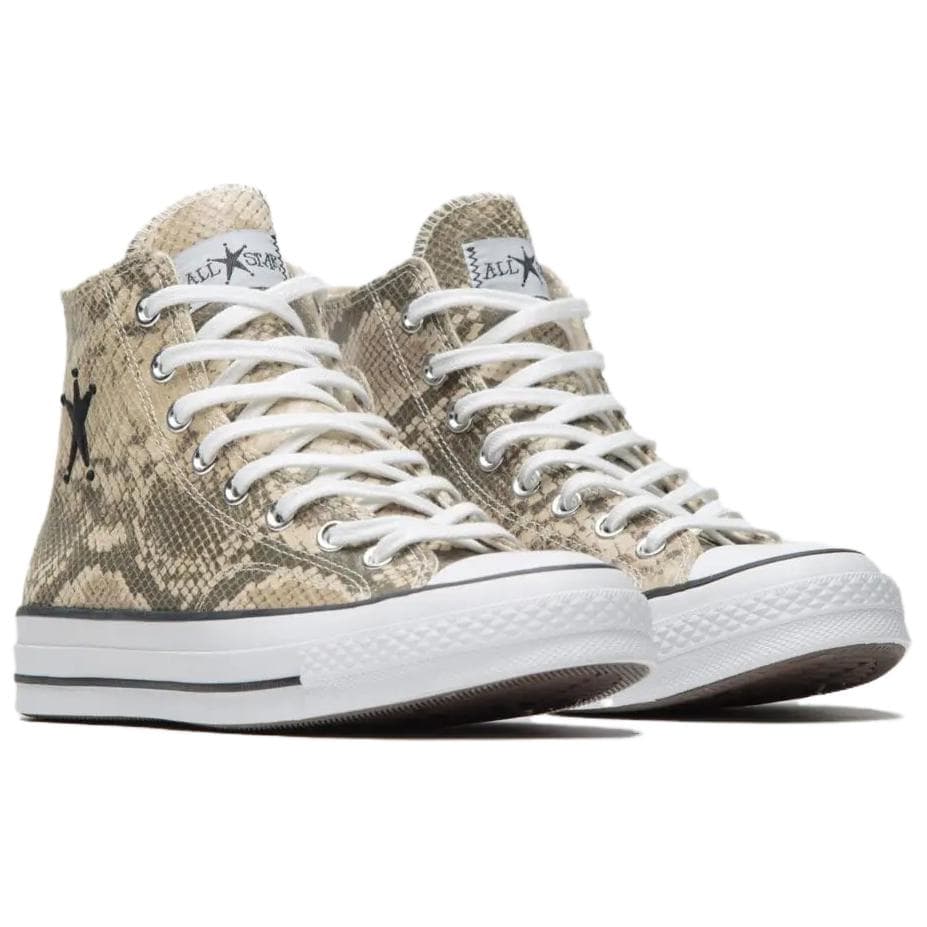 Кеды Converse x Stussy ALL STAR CHUCK 70 Унисекс кеды хай-топы с змеиным принтом, бежево-коричневые, износостойкие - изображение 3