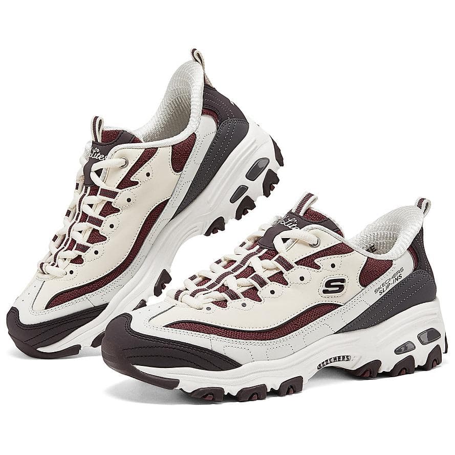 Кроссовки Skechers D'LITES 1,0 Высота Увеличивающие Низкие Кроссовки с Низким Верхом и Толстой Подошвой Женские Белые Коричневые - изображение 3