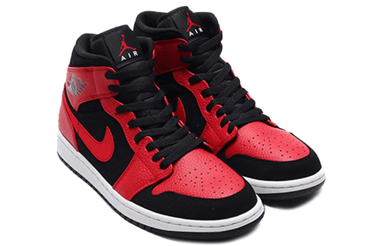 Ретро баскетбольные кроссовки Jordan Air Jordan 1 Mid Black Red - изображение 2