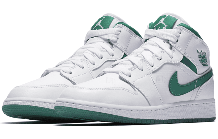 Ретро баскетбольные кроссовки Jordan Air Jordan 1 Mid SE GS White Green — фото 2