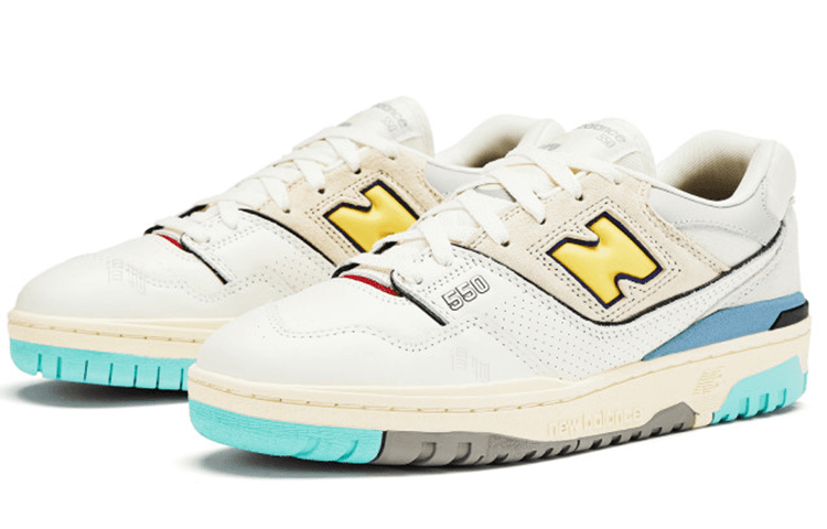 Ретро баскетбольные кроссовки New Balance 550 White Grey Blue - изображение 2
