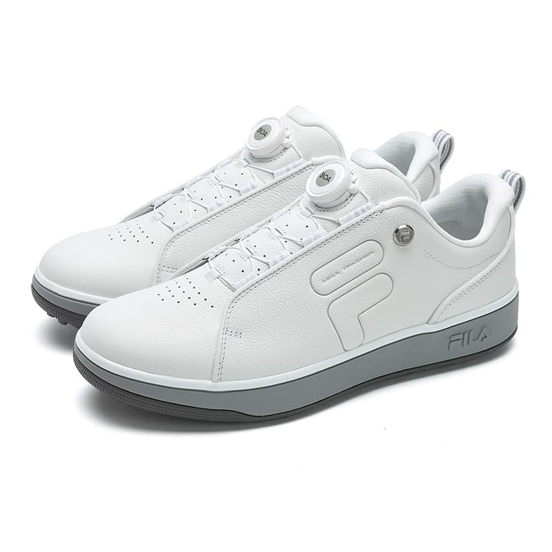 Кроссовки для гольфа FILA GF 1911 Trainer Коровья кожа Низкий топ Обувь для гольфа Мужская Белый Серый - изображение 3