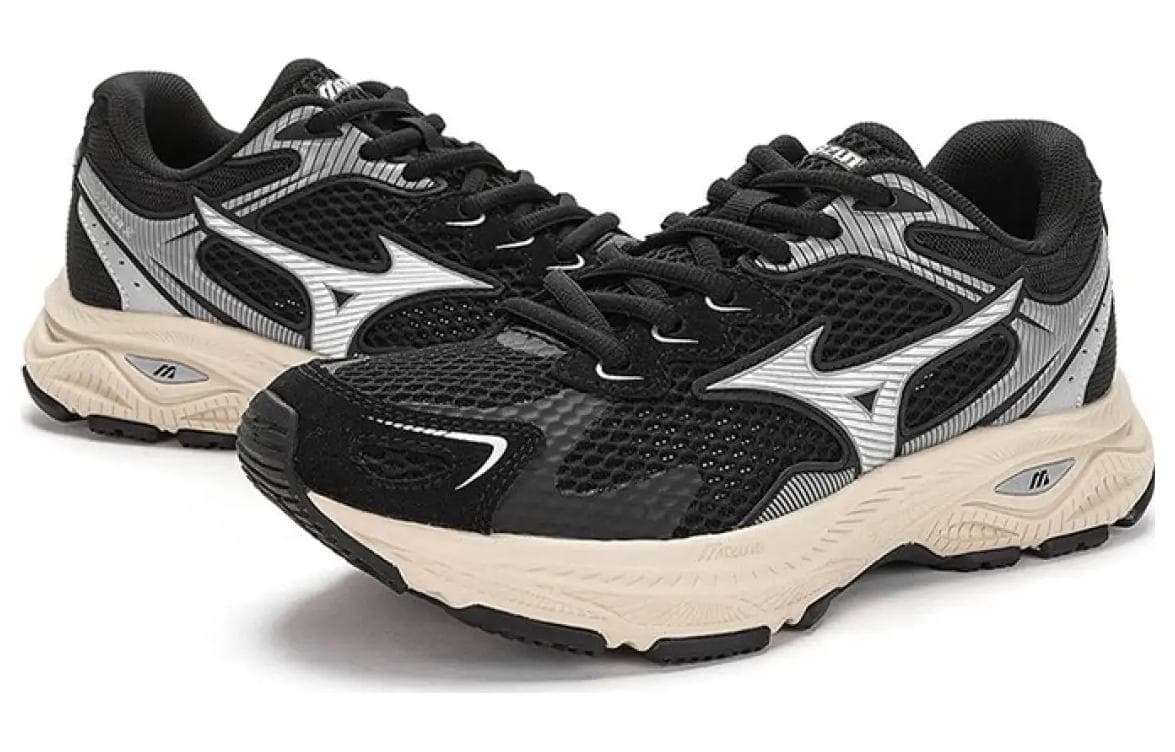 Кроссовки для бега Mizuno Racer S Сетчатая ткань Low Топ Повседневный TRAINING RUNNING Обувь Унисекс Черный - изображение 2