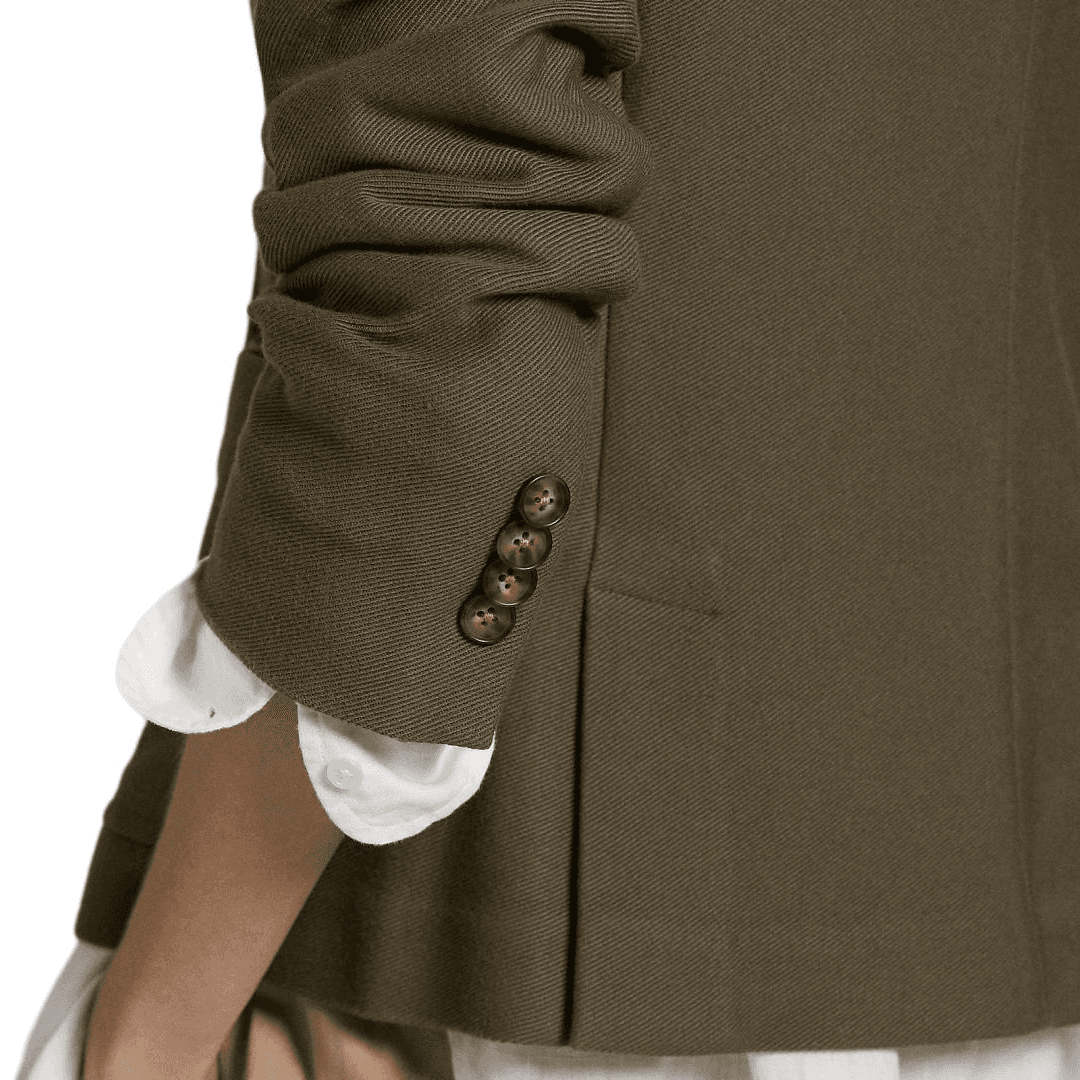 Polo Ralph Lauren FW24 Бизнес Костюм Пальто Тесное Прилегание Версия Женское Оливково-Зеленое - изображение 6