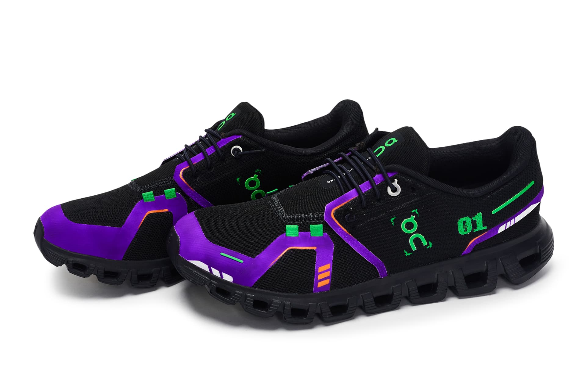 Кроссовки для бега On Cloud 6 Black Purple Green — фото 4