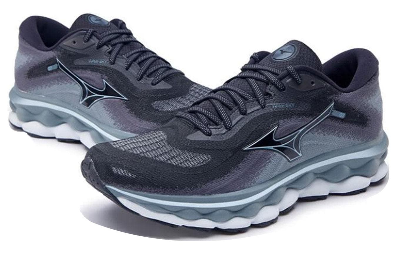 Кроссовки для бега Mizuno Wave Sky 7 Дышащая Отскок Амортизация Низкий Топ ТРЕНИРОВОЧНАЯ БЕЖА ОБУВЬ Мужская Черная Серый - изображение 3