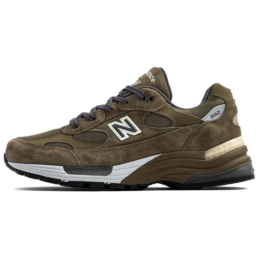 Кроссовки для бега New Balance NB 992 Текстиль Искусственная кожа Свинская кожа Низкий верх Повседневные беговые кроссовки Унисекс Зеленый - изображение 1