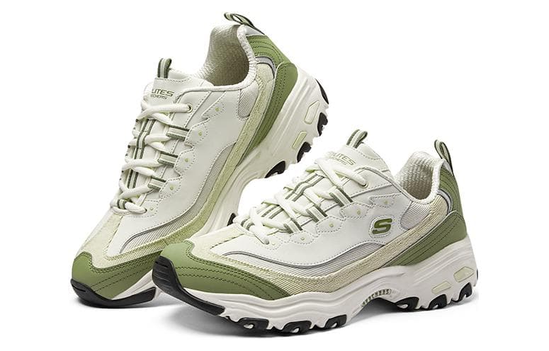 Кроссовки Skechers Milk Tea Bear 3 Амортизация Low Топ Массивные кроссовки Мужской Бело-зеленый - изображение 4