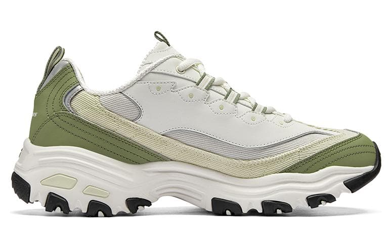 Кроссовки Skechers Milk Tea Bear 3 Амортизация Low Топ Массивные кроссовки Мужской Бело-зеленый - изображение 2