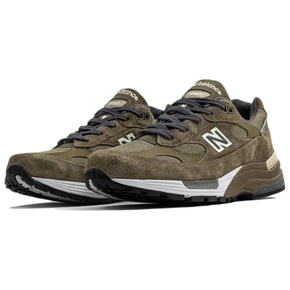 Кроссовки для бега New Balance NB 992 Текстиль Искусственная кожа Свинская кожа Низкий верх Повседневные беговые кроссовки Унисекс Зеленый - изображение 2
