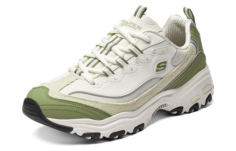 Кроссовки Skechers Milk Tea Bear 3 Амортизация Low Топ Массивные кроссовки Мужской Бело-зеленый - изображение 3