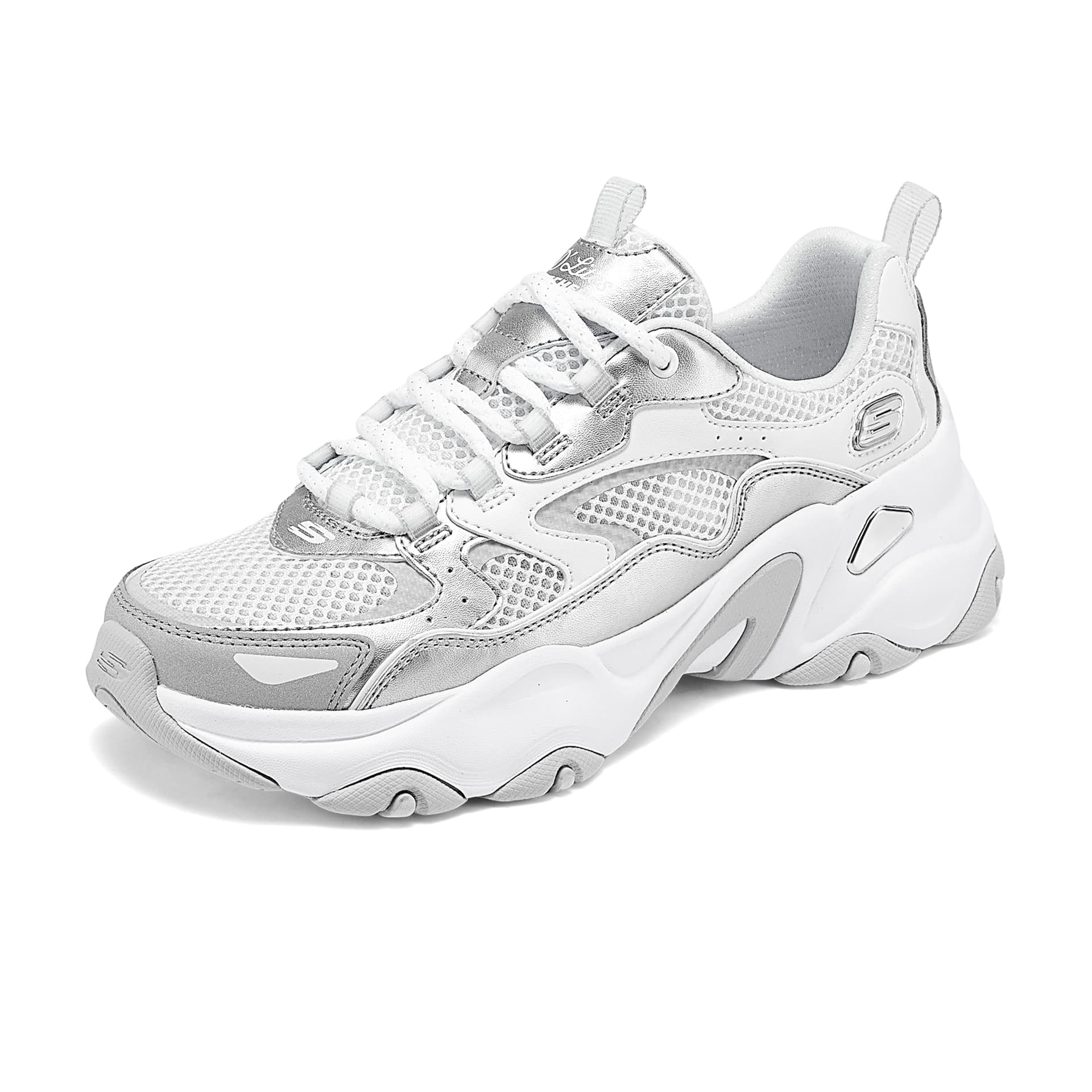 Кроссовки Skechers D'LITES 5,0 Low Топ массивные кроссовки женские серебристо-белые - изображение 3