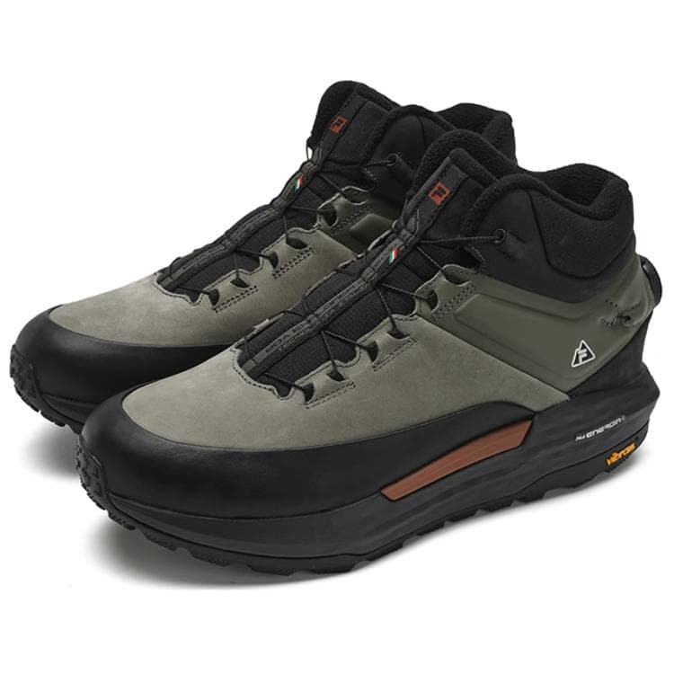 Кроссовки FILA BOA EXPLORER 2 Комфортный MID Топ Уличная Обувь Мужская Чай Серый Мустанг Черный - изображение 2