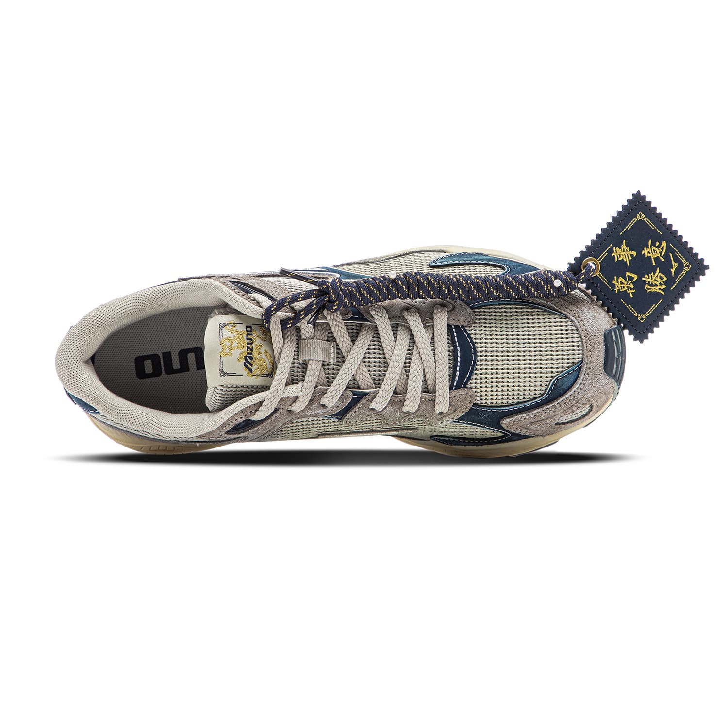 Кроссовки для бега Mizuno Racer S Устойчивые к истиранию Низкие Беговые кроссовки Унисекс Серый Синий CNY Коробка Эффект потертости - изображение 4