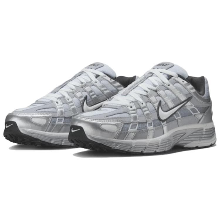 Кроссовки для бега Nike P 6000 Текстиль Кожа Низкий Верх Повседневные Беговые Кроссовки Мужские Серебристо-Серый - изображение 3
