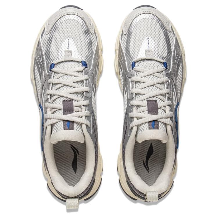 Кроссовки для бега Li-Ning LINING Cloud Винтаж Увеличение роста Модный Универсальный Повседневный Лоу-топы Беговые кроссовки Мужской Серебристo-голубой - изображение 4