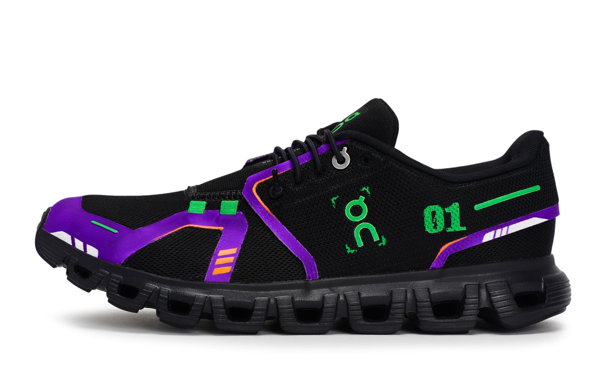 Кроссовки для бега On Cloud 6 Black Purple Green — фото 2